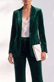 Black Velvet Peak Lapel Pantsuits Women Formal Suits