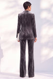Black Velvet Peak Lapel Pantsuits Women Formal Suits