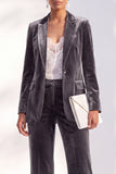 Black Velvet Peak Lapel Pantsuits Women Formal Suits
