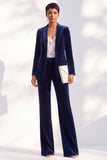 Black Velvet Peak Lapel Pantsuits Women Formal Suits