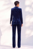 Black Velvet Peak Lapel Pantsuits Women Formal Suits
