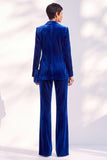 Black Velvet Peak Lapel Pantsuits Women Formal Suits