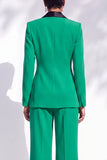 Blue Fitted Shawl Lapel Pantsuits Long Women Suits with 3D Flower