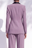 Blue Fitted Shawl Lapel Pantsuits Long Women Suits with 3D Flower