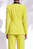 Blue Fitted Shawl Lapel Pantsuits Long Women Suits with 3D Flower