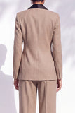 Blue Fitted Shawl Lapel Pantsuits Long Women Suits with 3D Flower