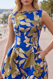 Red Bateau Neck Jacquard Bubble Hem Ruched A-Line Short Ball Dress