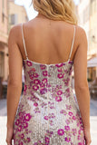 Sparkly Silver Sequins Floral Bodycon Spaghetti Straps Short Ball Dress