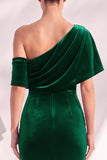 Burgundy Mermaid Ruched One Shoulder Asymmetrical Long Formal Dress