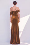 Burgundy Off The Shoulder Velvet Ruched Mermaid Formal Dress