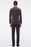 2 Piece Dark Gray Peak Lapel Velvet One Button Men's Prom Suits