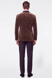 Burgundy 2 Piece Velvet Shawl Lapel Double Breasted Men's Prom Suits