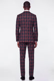 Blue Grid Notch Lapel Single Breasted Men's Prom Suits