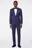 Black Grey 2 Piece Peak Lapel Pinstripe Single Breasted Men's Prom Suits