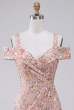 Blush Bodycon Cold Shoulder Floral Short Homecoming Dress with Embroidery