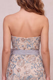 Light Grey Bodycon Sequins Strapless Beaded Short Cocktail Dress with Bow