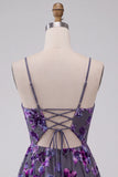 Plum A-Line Sweetheart Cut Out Floral Short Cocktail Dress