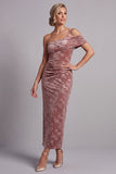 Desert Rose Velvet Asymmetrical One‑Shoulder Ruched Shealth Mother of the Bride Dress