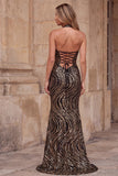 Halter V-Neck Black Sequins Sheath Long Ball Dress with High Side Slit