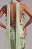 Green Mermaid Strapless Ruffled Long Ball Dress with Sequins