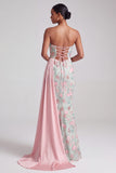 Light Green Mermaid Strapless Sequins Embroidered Long Ball Dress with Draping