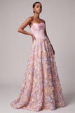 Satin Pink Corset Appliques Pearls A-Line Strapless Long Ball Dress