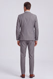 Grey 3 Piece Notch Lapel Double Breasted Men's Prom Suits