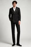 Peak Lapel Double Breasted Black 2 Piece Men's Prom Suits