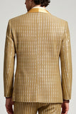 2 Piece Golden Shawl Lapel Single Breasted Men's Prom Suits