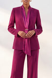 Purple Red Two Piece Shawl Lapel Long Sleeves Women Suits