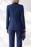 Dark Blue 2-Piece Peak Lapel Single Breasted V-Neck Women Suits