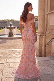 Pink Off the Shoulder Mermaid Appliques Sequins Long Prom Dress with Beading