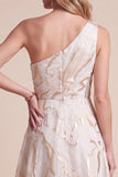 Ivory A-Line One Shoulder Printed Maxi Formal Dress