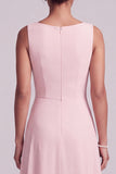Blush A-Line Chiffon Bateau Neck Cape Long Mother of the Bride Dress with Beading