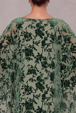 Dusty Sage Sheath Round Neck Tiered Long Mother of the Bride Dress with Burnout Velvet Cape