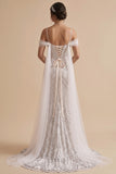 White Mermaid Cold Shoulder Sequins Beaded Long Wedding Dress