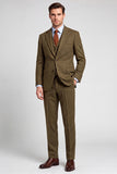 3 Piece Brown Notched Lapel Single Breated Men's Prom Suits