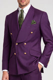 Shawl Lapel Double Breasted 2 Piece Purple Men's Prom Suits