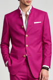 Single Breasted Fuchsia Stand Collar 2 Piece Men's Prom Suits