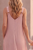 Dusty Rose V-Neck A-Line Long Wedding Guest Dress with Pockets