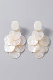 Ivory Layered Shell Disc Drop Earrings