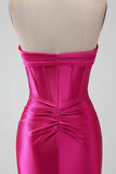 Fuchsia Bodycon Sweetheart Satin Corset Short Homecoming Dress