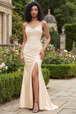 Champagne Beaded Mermaid Corset Ball Dress