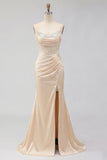 Champagne Beaded Mermaid Corset Ball Dress