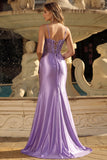 Lavender Corset Mermaid Ball Dress with Slit
