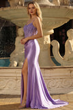 Lavender Corset Mermaid Ball Dress with Slit