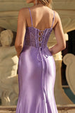 Lavender Corset Mermaid Ball Dress with Slit