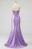Lavender Corset Mermaid Ball Dress with Slit