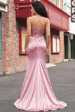 Blush Ruched Mermaid Sequin Long Ball Dress