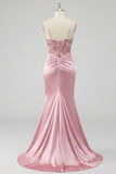 Blush Ruched Mermaid Sequin Long Ball Dress